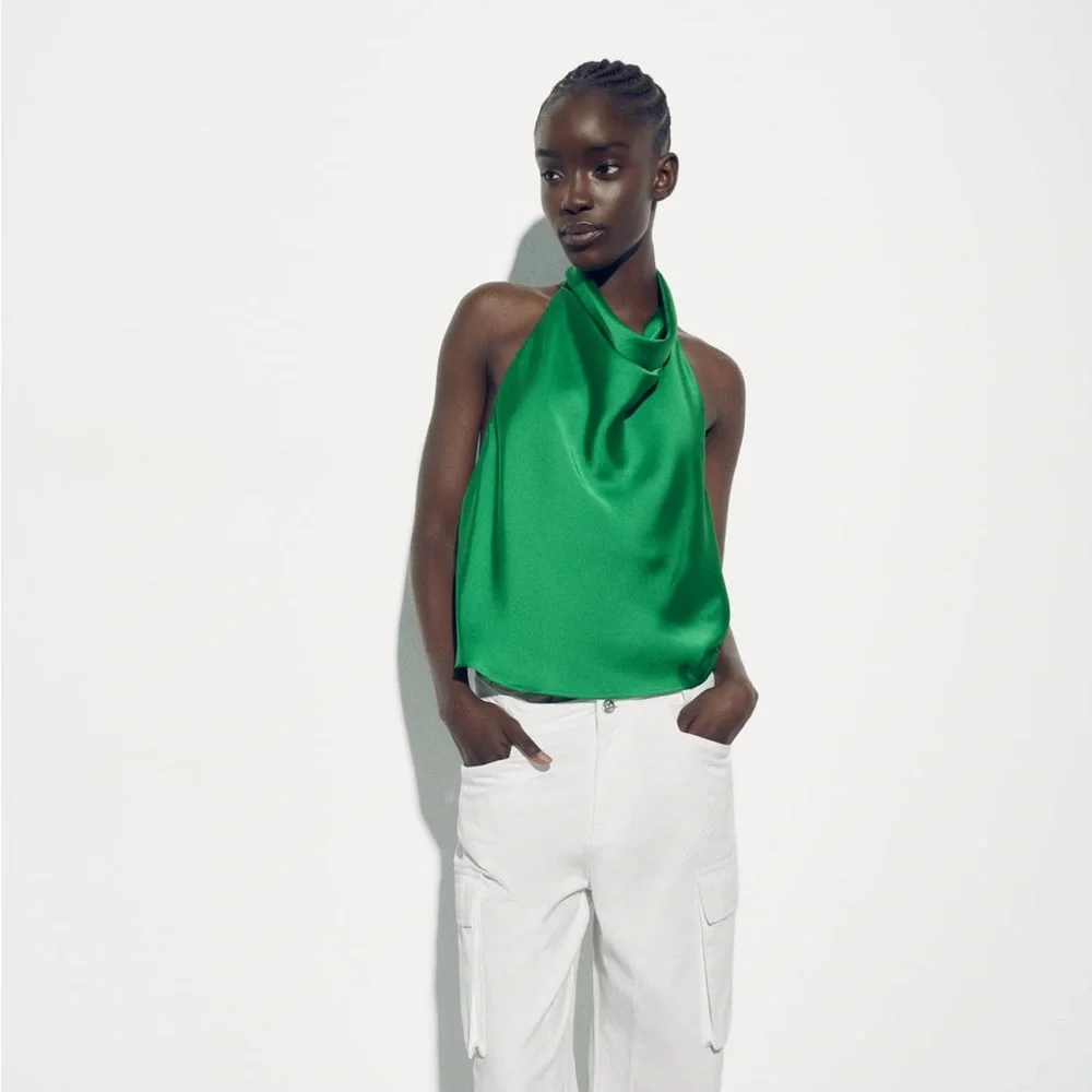 Zara | Tops | Zara Satin Effect Halter Top | Poshmark